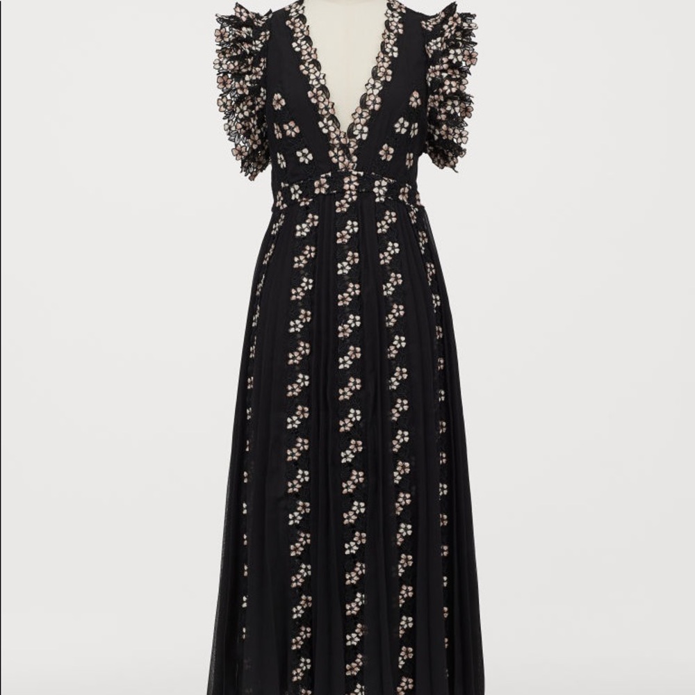 Giambattista Valli X H&M Black Chiffon Dress Lace